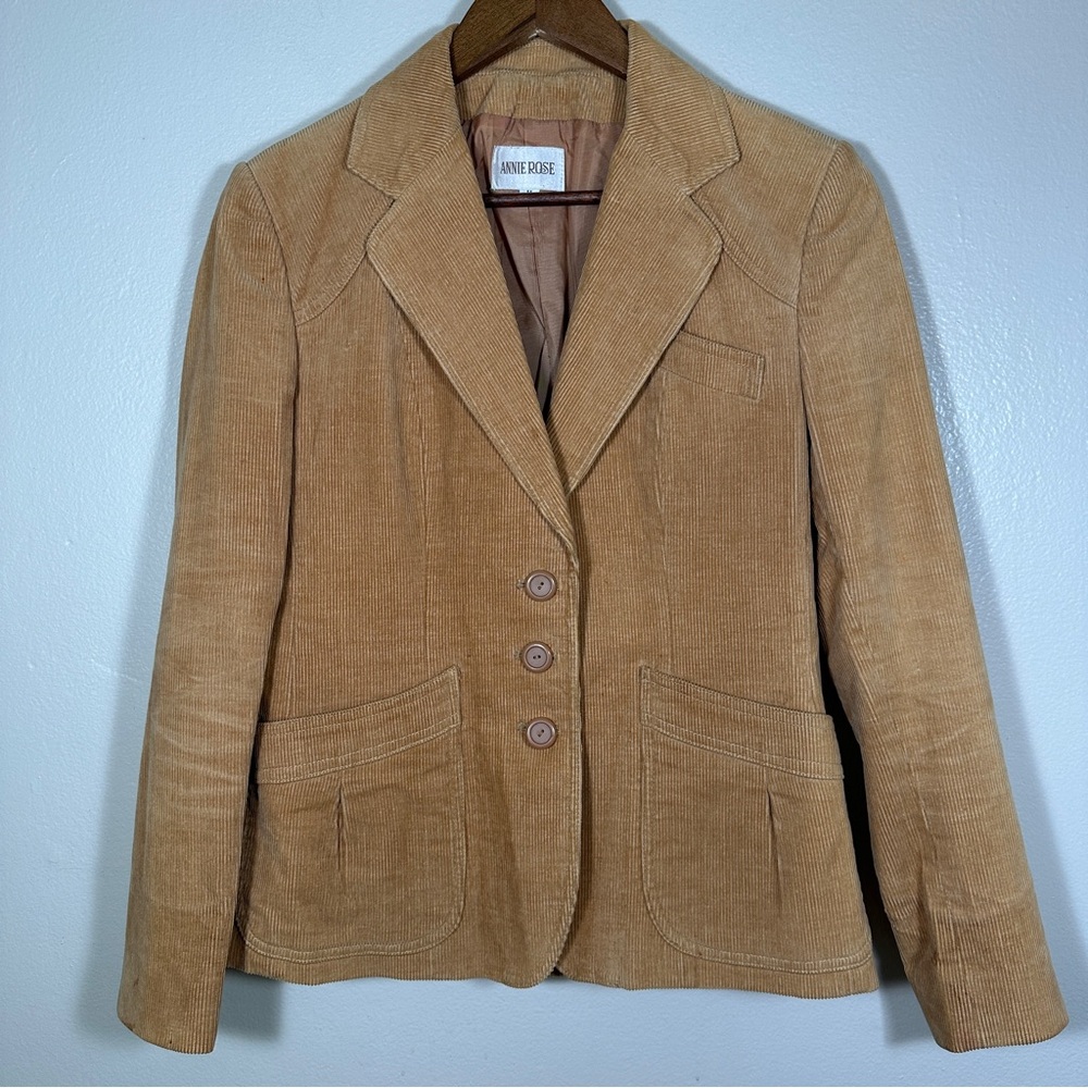 Annie Rose Women's 11 Corduroy Tan Blazer Vintage‎ Cotton